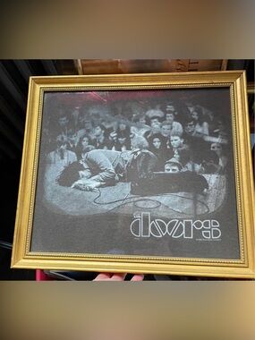 Original handmade Vintage DOORS T-shirt, antique gold framed under glass